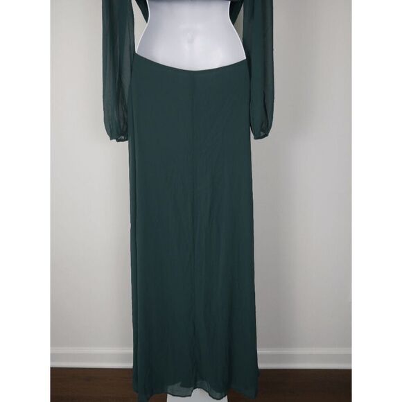 Lulu's Women's Green Back Cutout Ballon Long Sleeve Chiffon Maxi Dress S - Picture 8 of 13